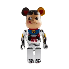 1000% Bearbrick Manekineko Pekochan Good Luck - Silver Plated