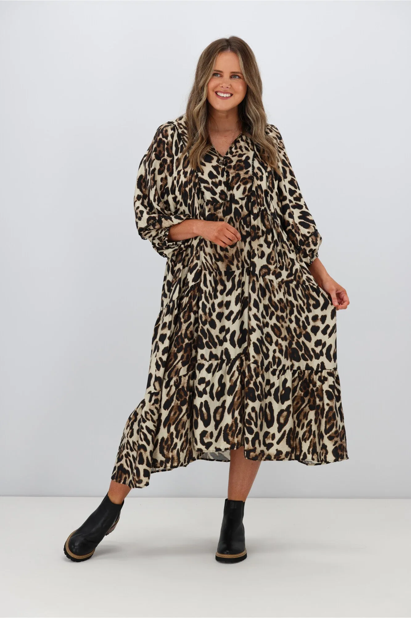 Boho Australia Jester Dress Leopard