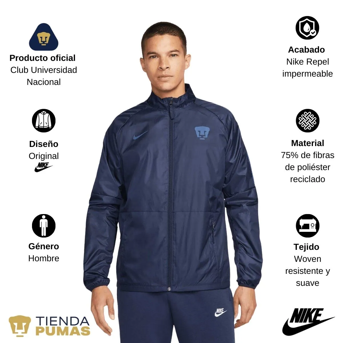 Chamarra Fútbol Hombre Nike Pumas UNAM Repel Academy Awf