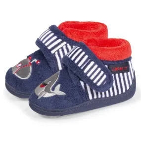 Chaussons bottillons velcro Bébé Baleine Marine