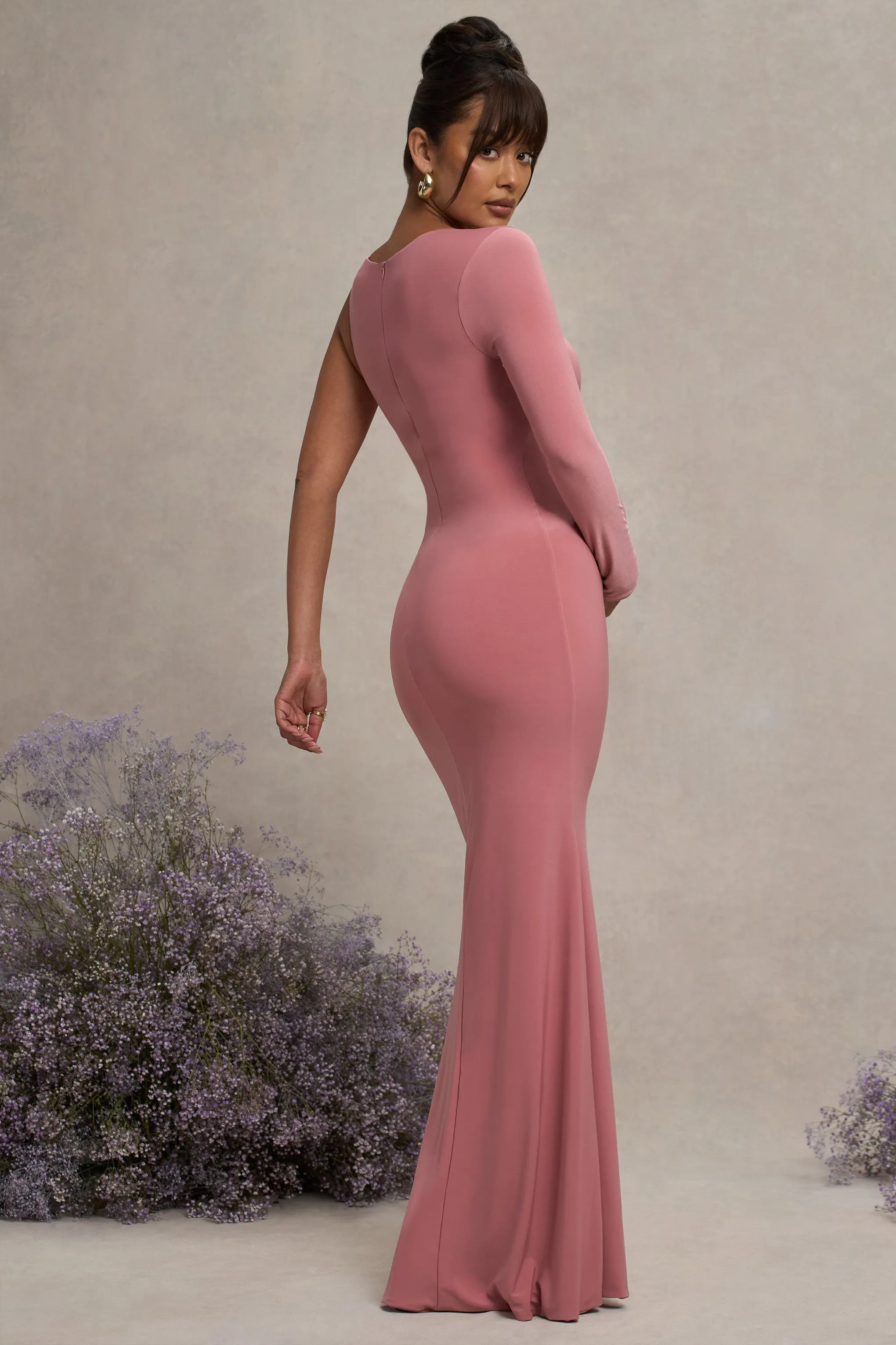 Oh Baby | Robe longue de maternite blush une epaule